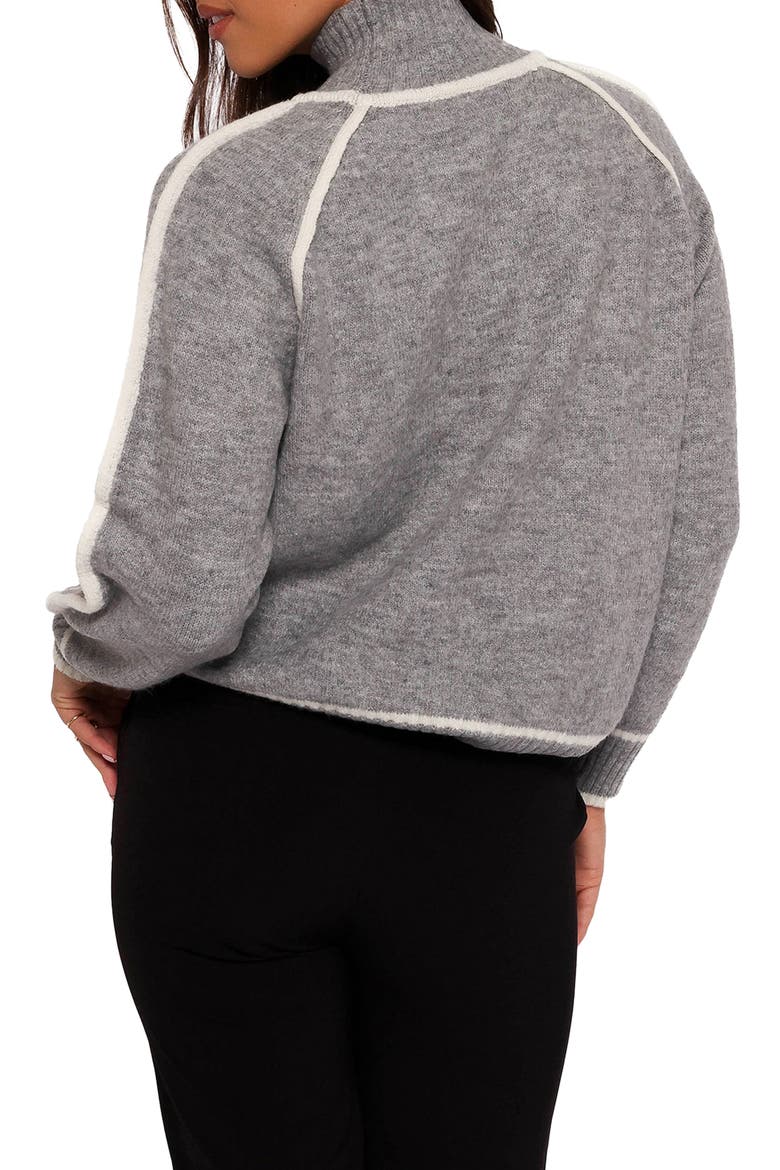 Rylee Contrast Trim Mock Neck Sweater, Alternate, color, GREY