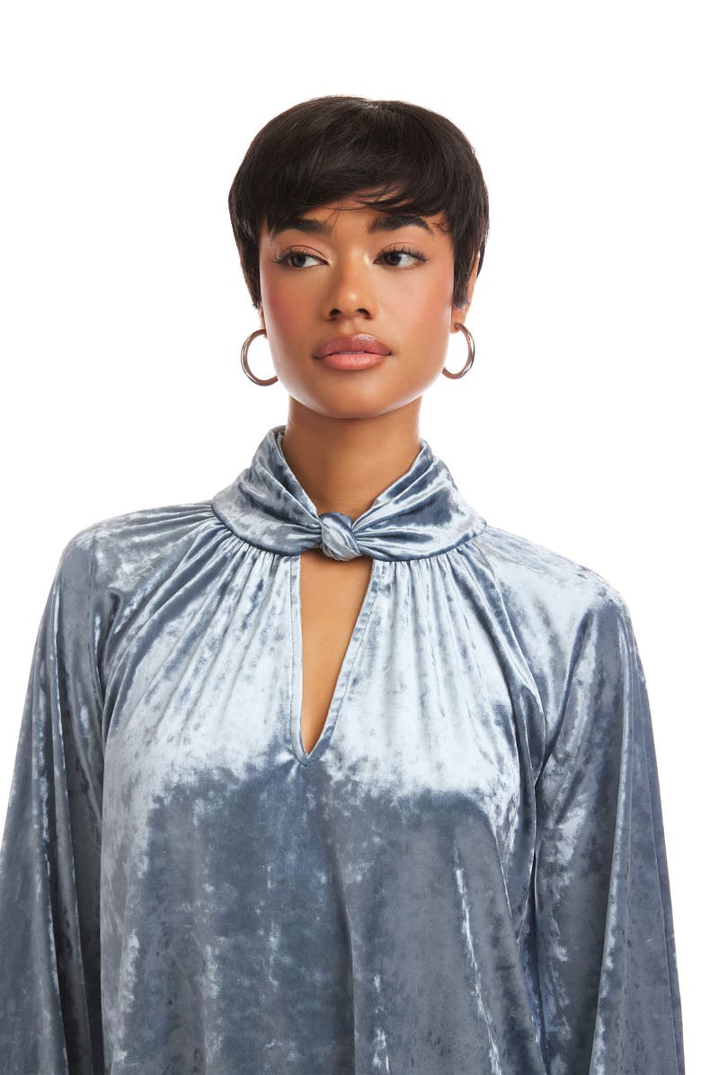 FIFTEEN TWENTY Alana Knot Detail Crushed Velvet Top, Alternate, color, Ice Blue