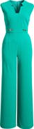Tahari ASL Notched Neck Sleeveless Jumpsuit