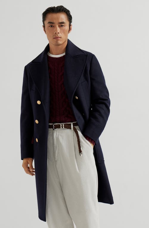 Brunello Cucinelli Martingale Double-breast Coat Men In Blue