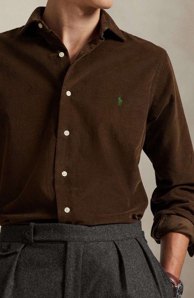Polo Ralph Lauren Classic Fit Solid Cotton Corduroy Button-Up Shirt, Alternate, color, Chocolate Mousse