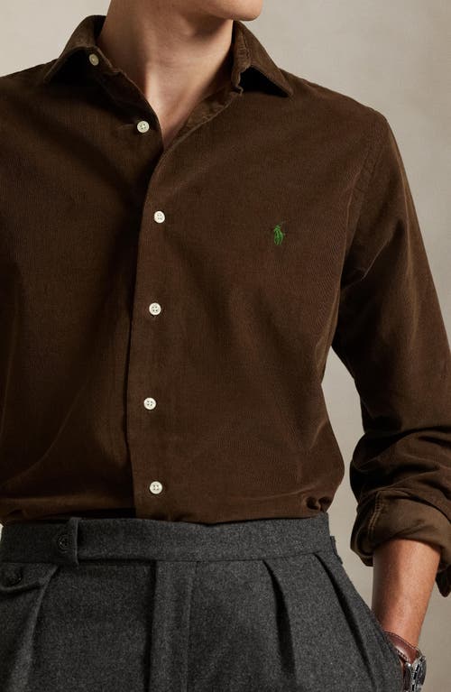 Polo Ralph Lauren Classic Fit Solid Cotton Corduroy Button-up Shirt In Brown
