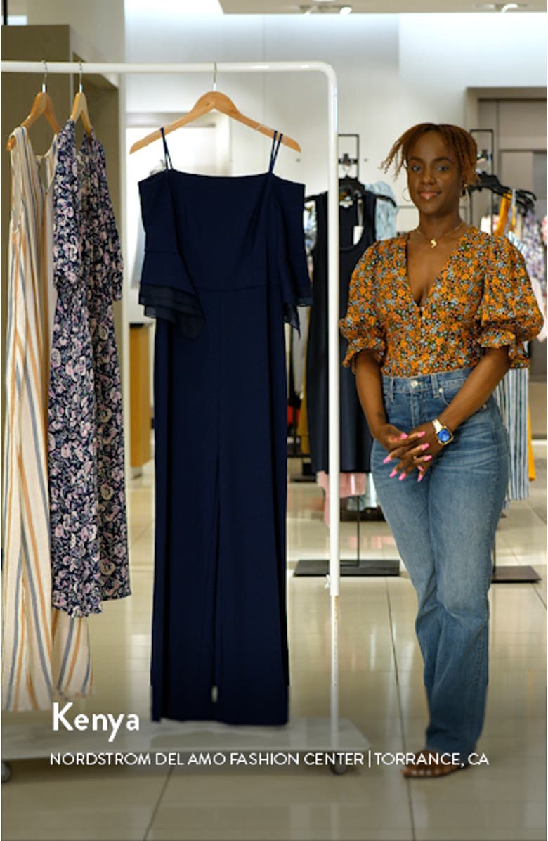 Off the Shoulder Organza Crepe Jumpsuit, sales video thumbnail