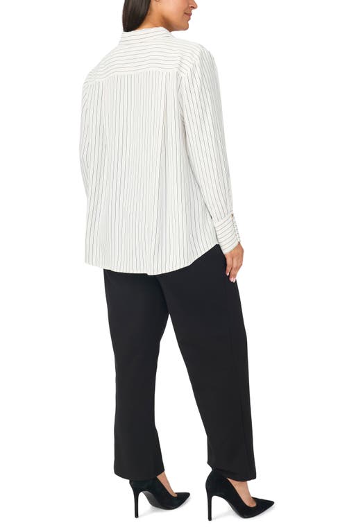 Halogenr Halogen(r) Striped V-neck Collared Blouse In Multi
