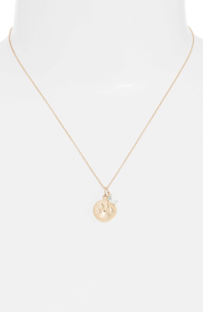 Anzie Paw Pendant Necklace, Alternate, color, Gold