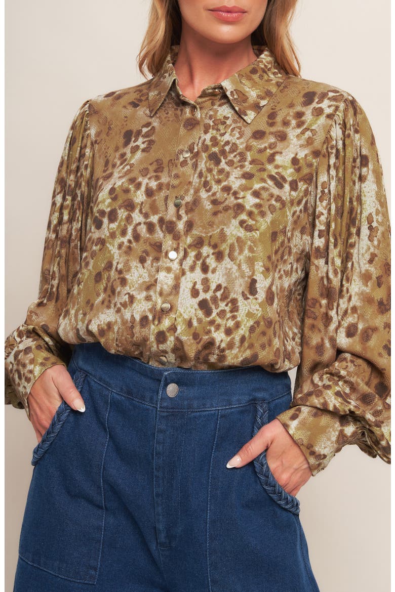 Long Sleeve Button-Up Shirt, Alternate, color, TAUPE BROWN
