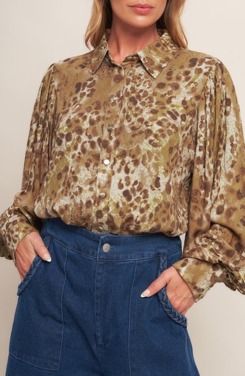 FLYING TOMATO Long Sleeve Button-Up Shirt, Alternate, color, Taupe Brown