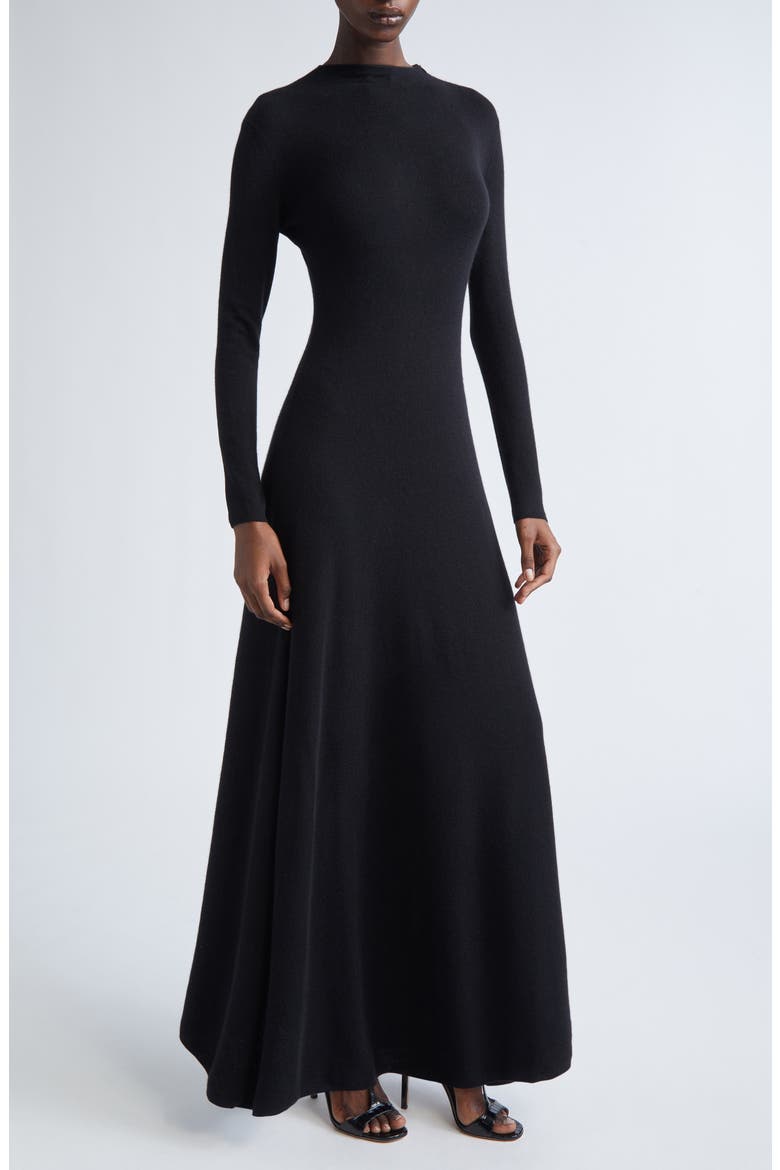 Long Sleeve Cashmere & Silk Blend Midi Sweater Dress, Main, color, LB999 BLACK