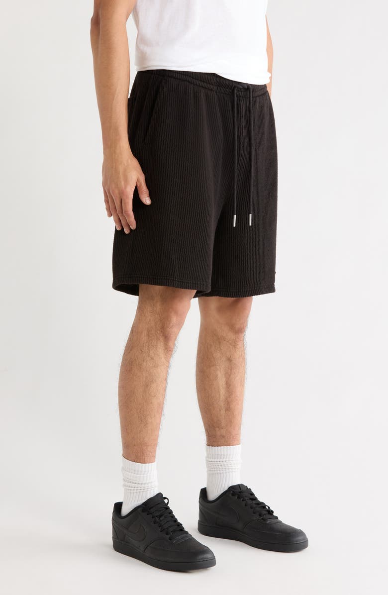 HONOR THE GIFT Rib Knit Stretch Cotton Blend Drawstring Shorts, Alternate, color, Black