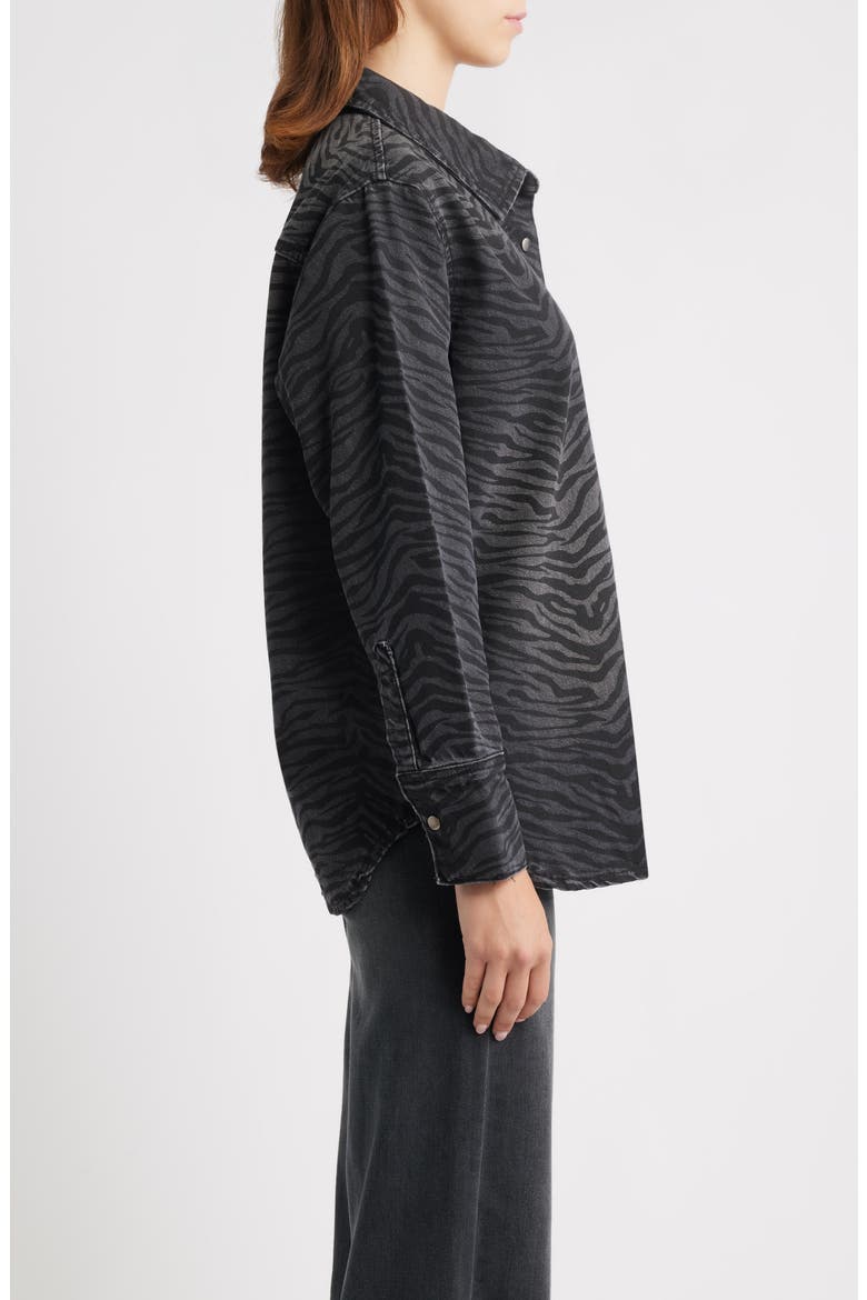 Ainhoanon Zebra Print Denim Shacket, Alternate, color, ZEBRA BLACK WASH