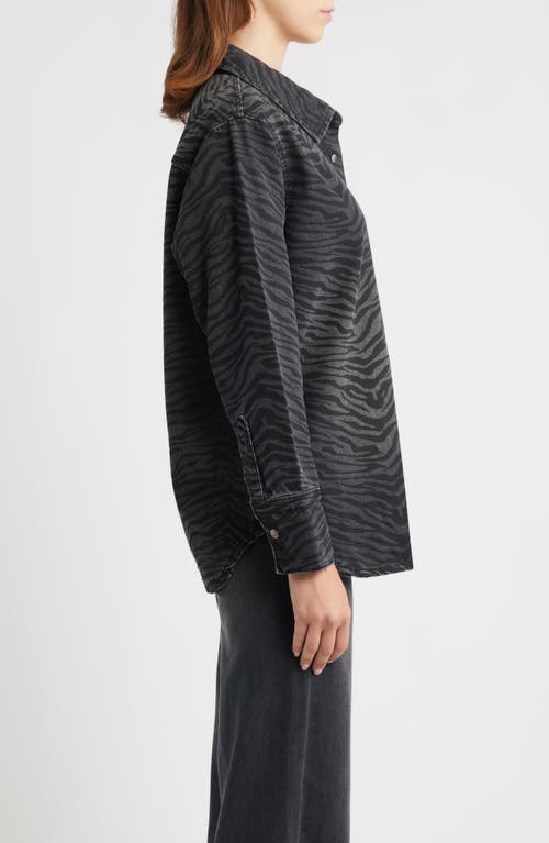 Ptcl Ainhoanon Zebra Print Denim Shacket In Black