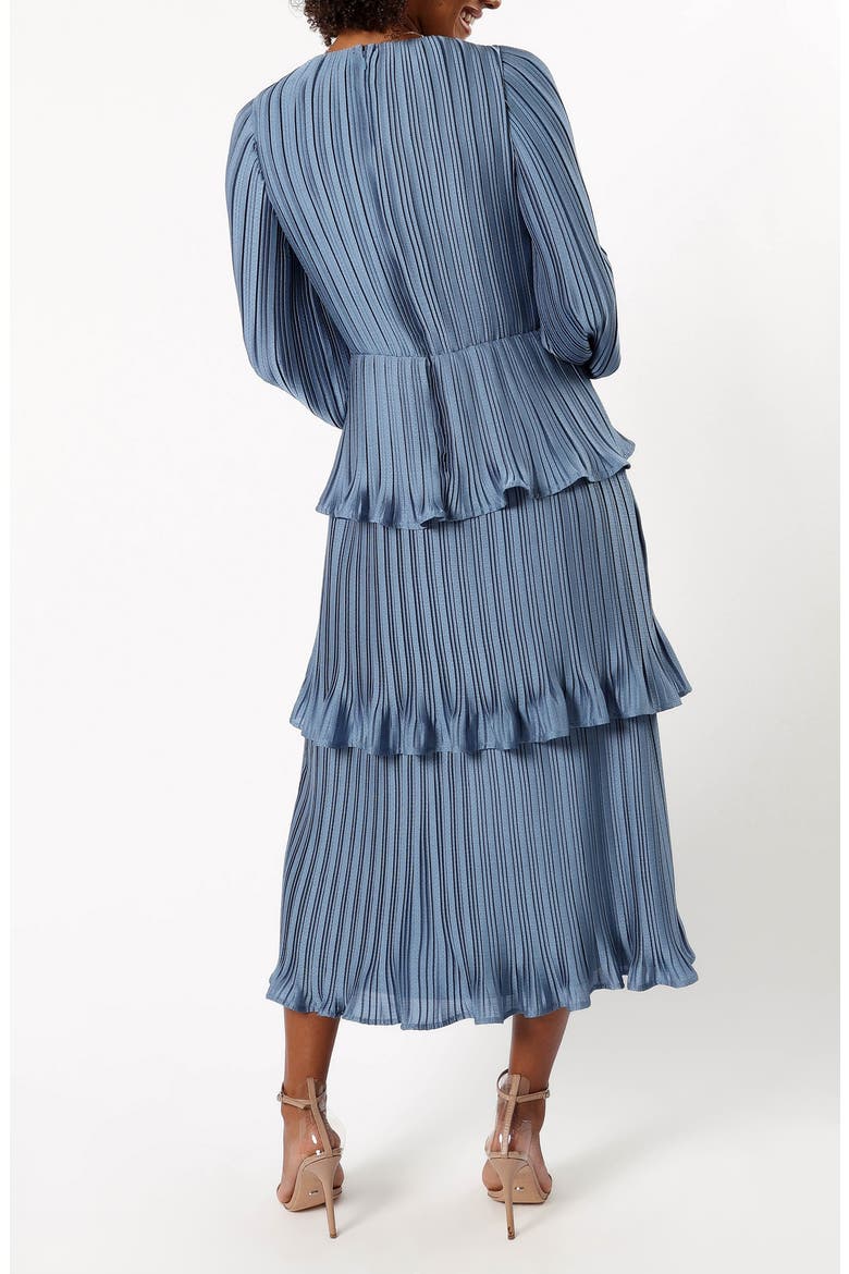 Pippa Side Cutout Long Sleeve Tiered Midi Dress, Alternate, color, BLUE