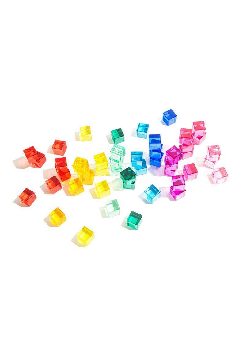 Ines Rainbow Translucent Acrylic STEM Cube Blocks - 100 Pieces, Alternate, color, Rainbow