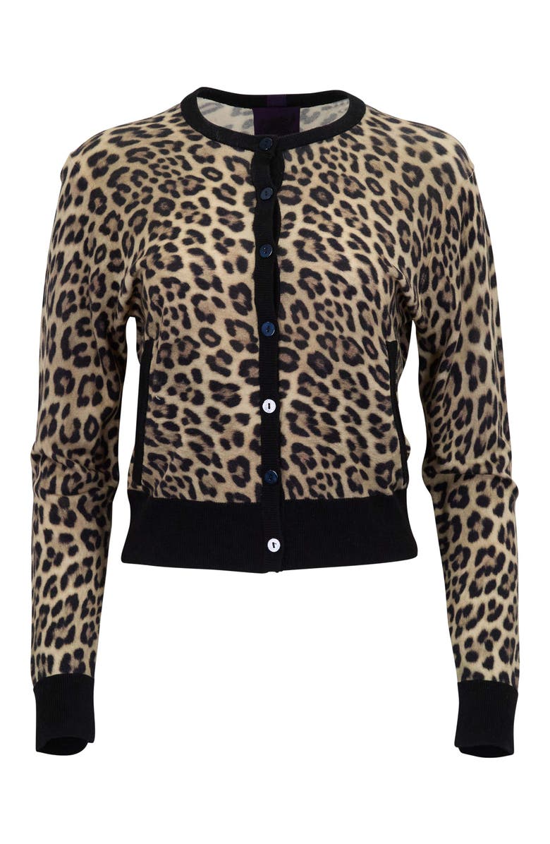 Lords of Harlech Leopard Womens Cropped Cardigan, Main, color, Leopard Brown