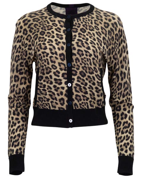 Leopard Womens Cropped Cardigan