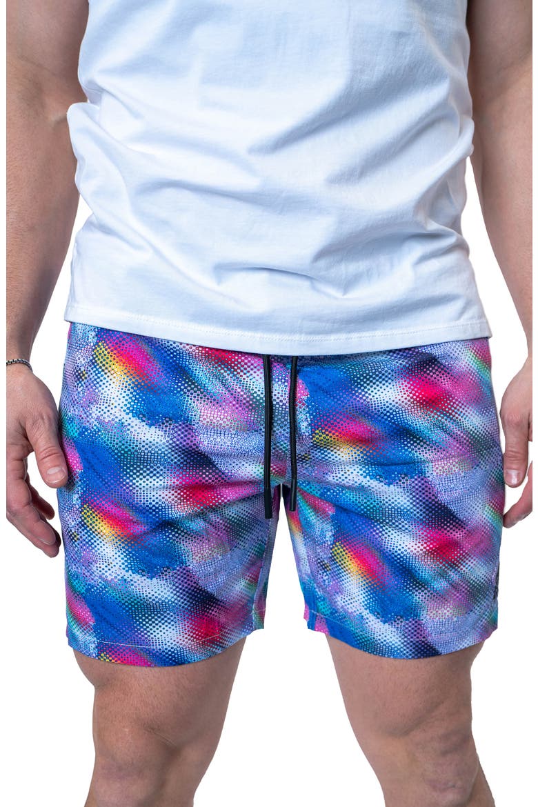 Swim Lion Haze Multi Swim Trunks, Main, color, BLUE MULTI