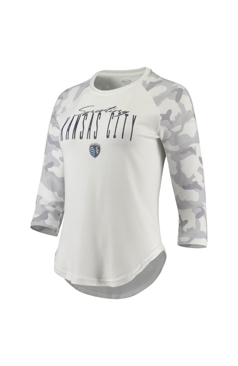 CONCEPTS SPORT Women's Concepts Sport Cream/Gray Sporting Kansas City Composite 3/4-Sleeve Raglan Top, Alternate, color, 