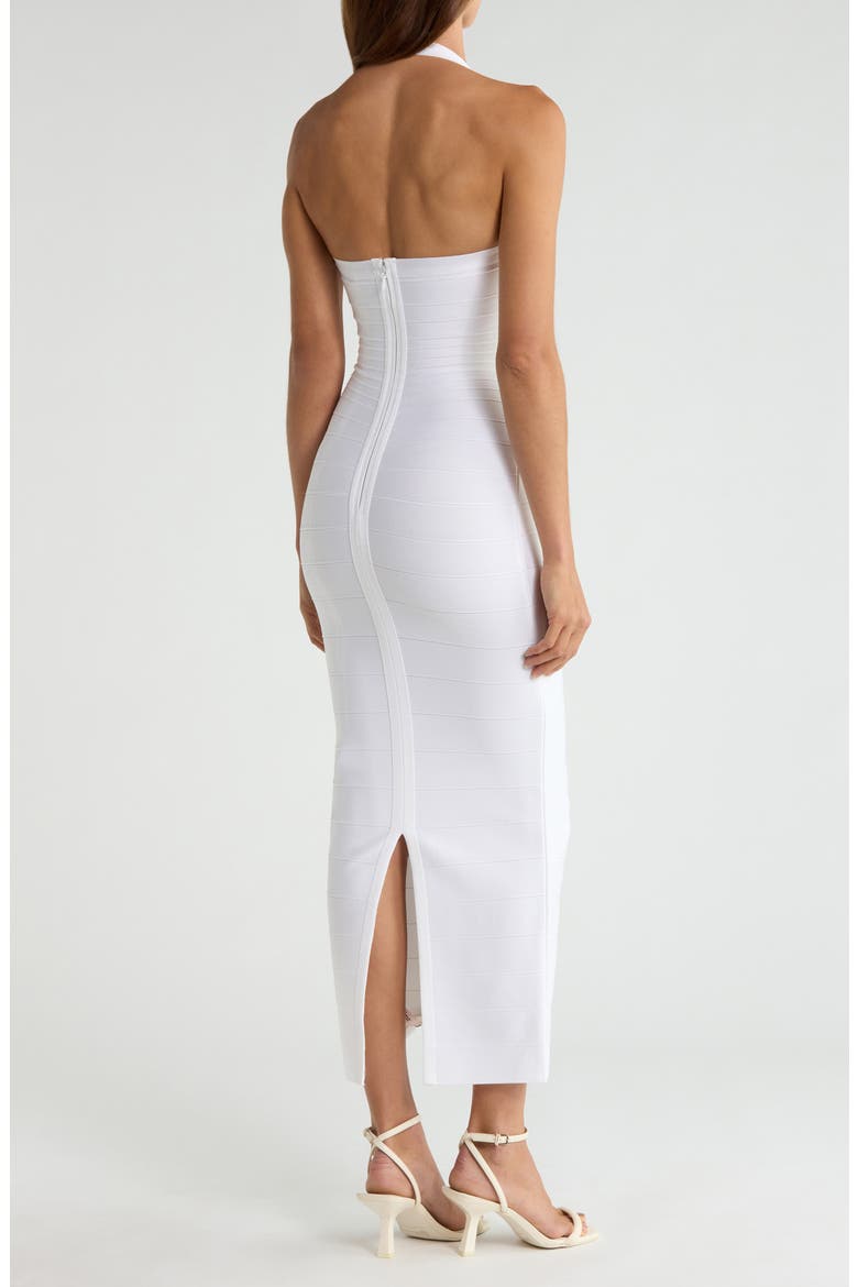 The Silhouette Halter Neck Bandage Midi Dress, Alternate, color, WHITE