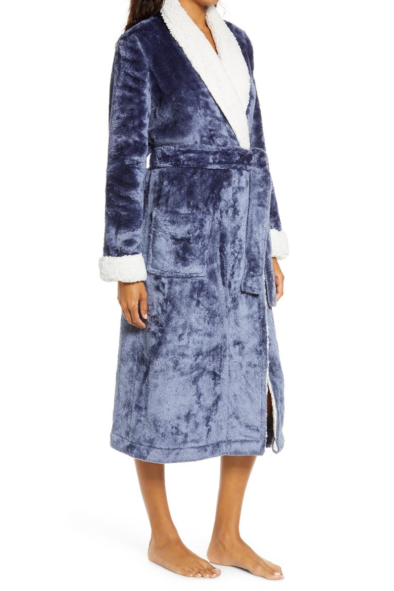 Frosted Plush Robe, Alternate, color, BLUE SHADOW