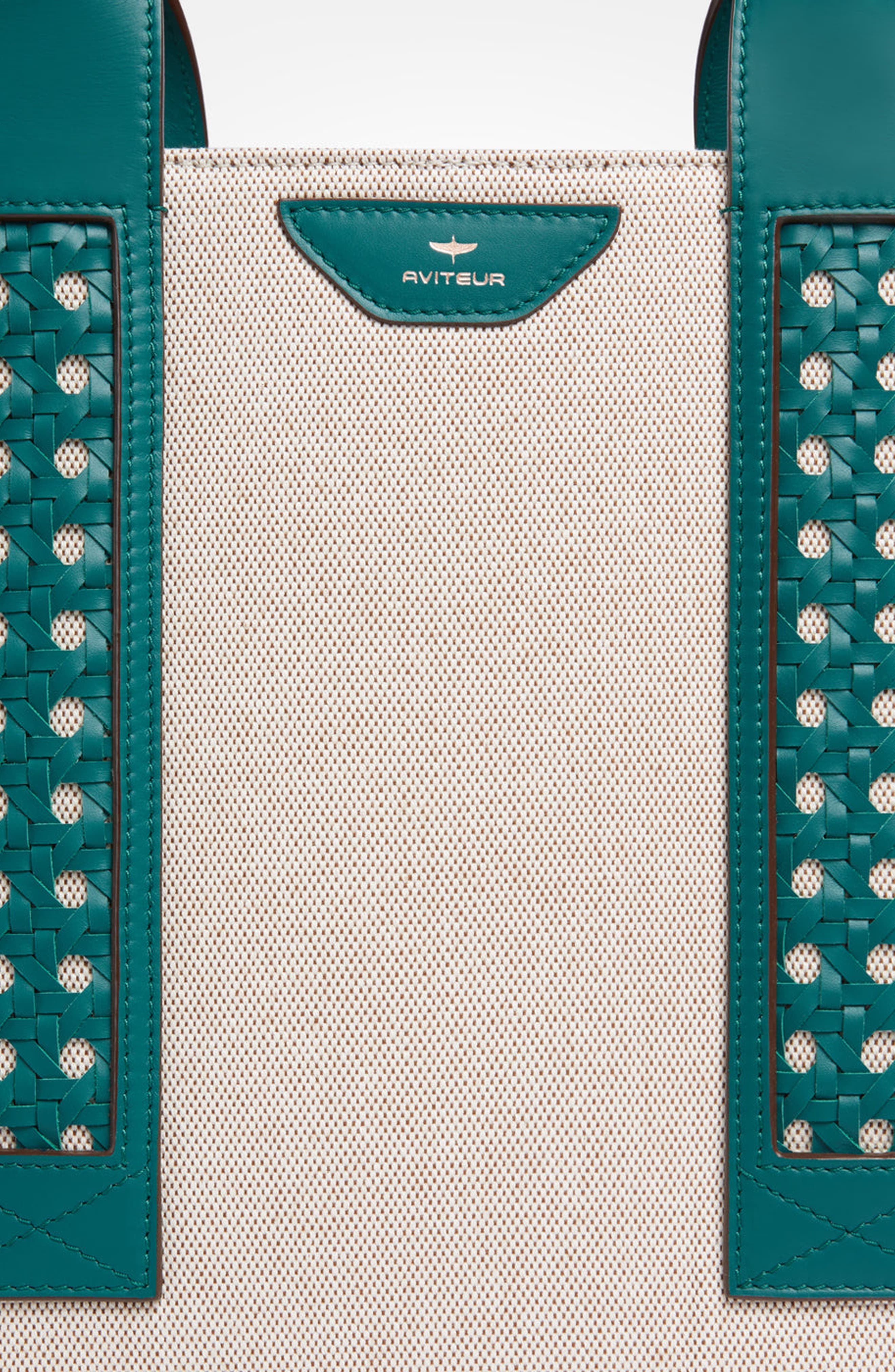Intreccio Weave Canvas Leather Handle Tote, Alternate, color, Teal
