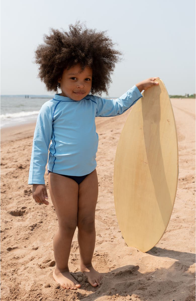 Leveret Kids Long Sleeve Rash Guard, UPF 50+ Swim Shirt, Alternate, color, Light Blue