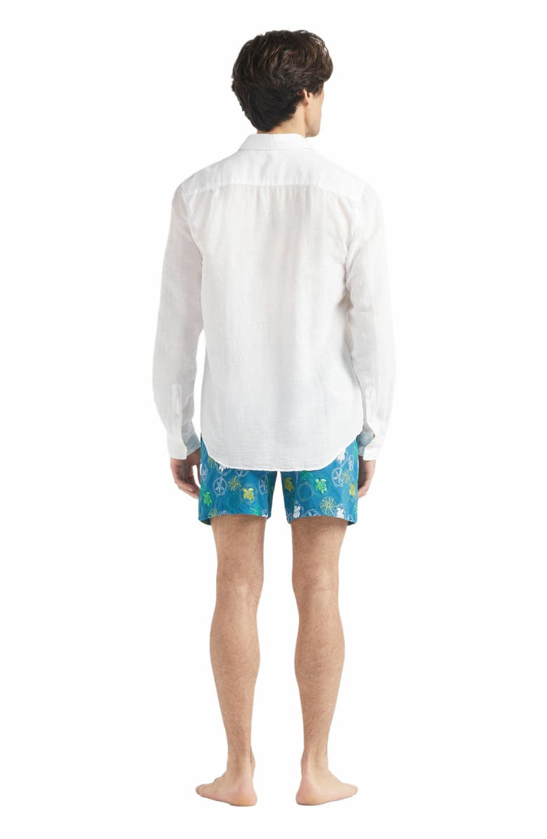 Vilebrequin Men's Solid Linen and Cotton Shirt, Alternate, color, Blanc