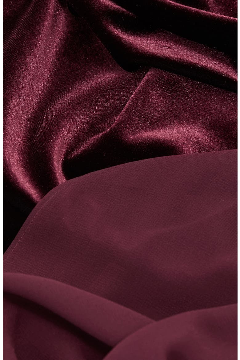 Carrie One-Shoulder Wide Leg Velvet Jumpsuit, Alternate, color, BURGUNDY