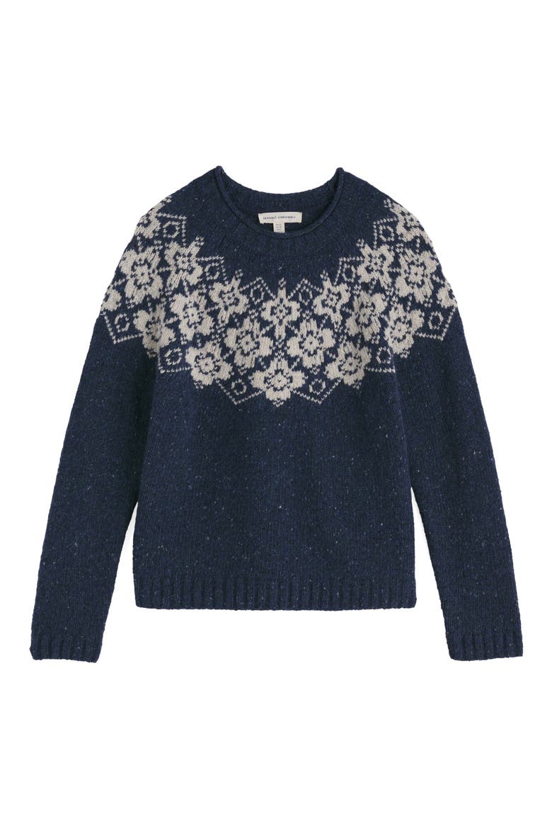 Johanna Fair Isle Merino Wool Blend Sweater, Alternate, color, HELIANTHUS MARITIME LIMESTONE