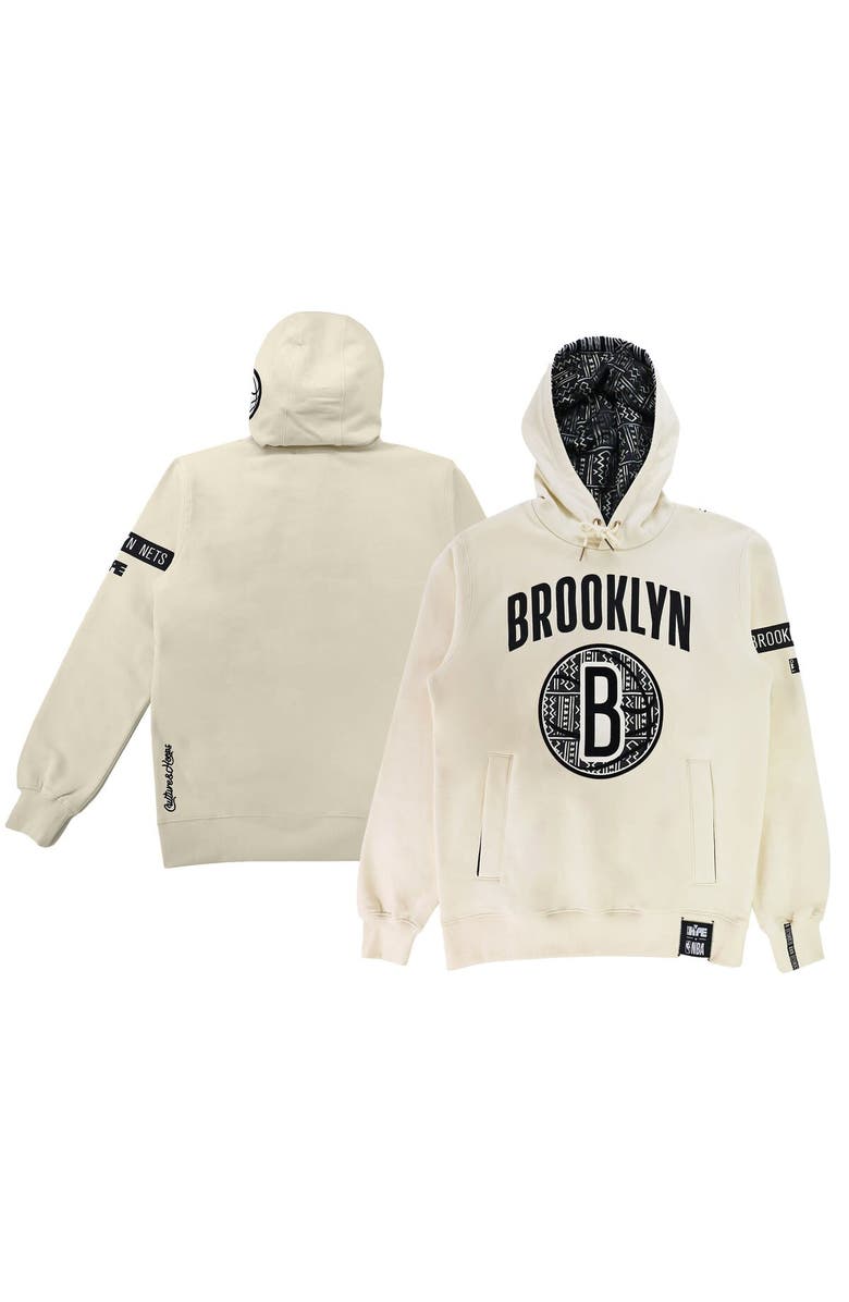 Two Hype Unisex NBA x Two Hype  Cream Brooklyn Nets Culture & Hoops Heavyweight Pullover Hoodie, Main, color, Cream