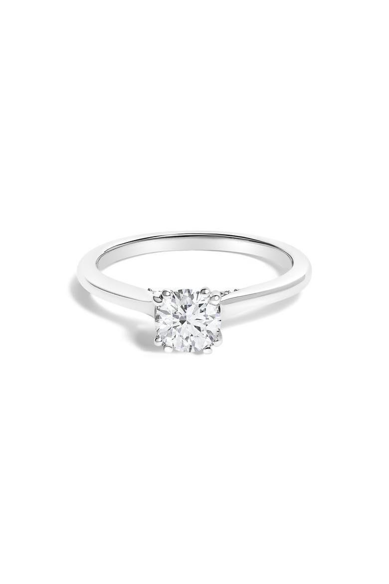 14K White Gold 7/8 Cttw Lab Grown Diamond Solitaire Cathedral Style Engagement Ring, Main, color, White