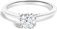 Haus of Brilliance 14K White Gold 7/8 Cttw Lab Grown Diamond Solitaire Cathedral Style Engagement Ring