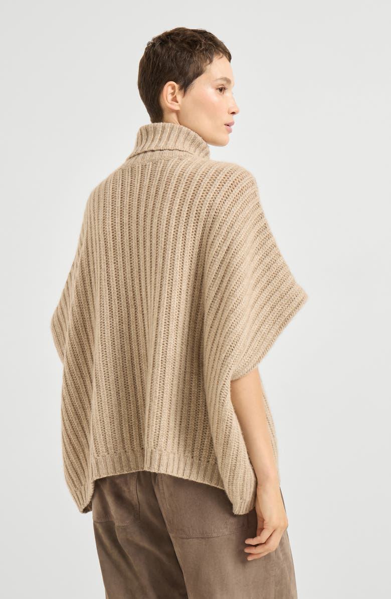 Brunello Cucinelli Poncho-style sweater, Alternate, color, Biscuit