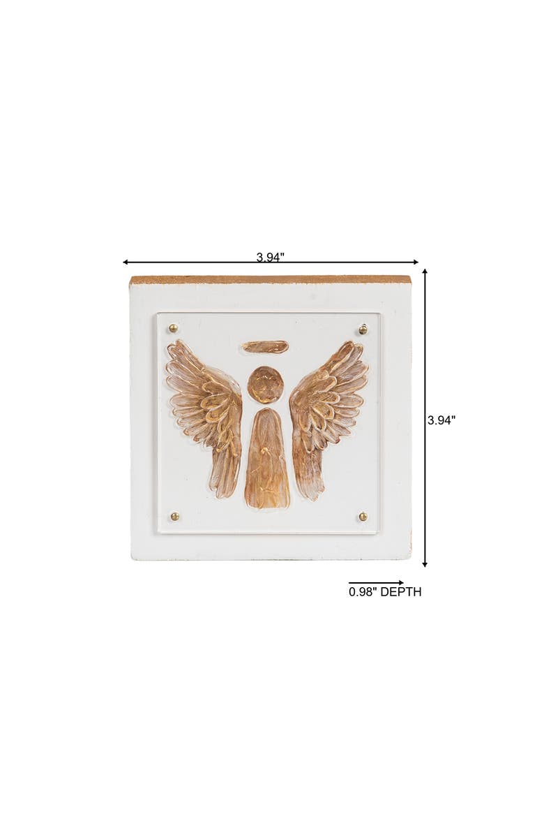 Transpac Wood and Acrylic Block Gold Angel Multicolored for Spring Home Decor, Alternate, color, Multicolored