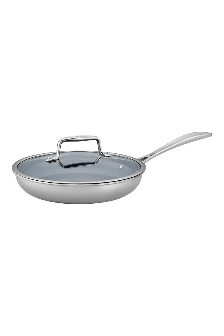 Clad CFX 9.5-Inch Nonstick Fry Pan with Lid, Main, color, STAINLESS STEEL