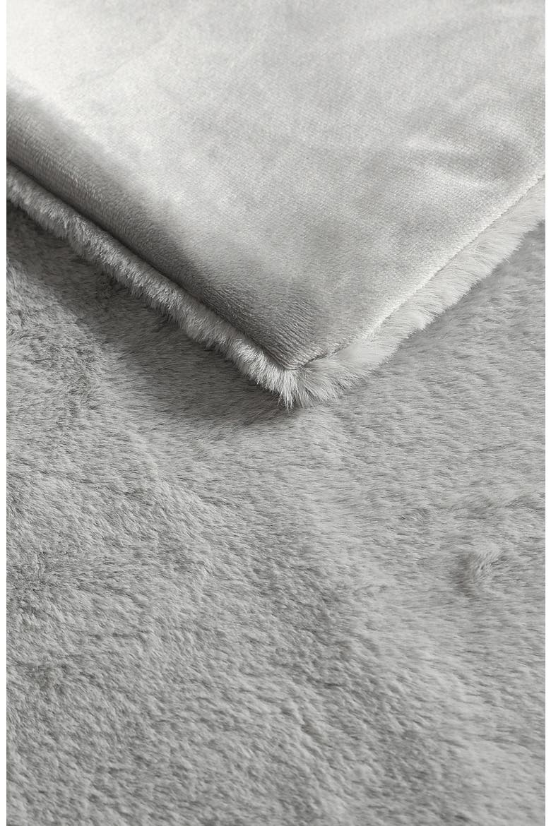 Faux Fur Reversible Throw, Alternate, color, GREY