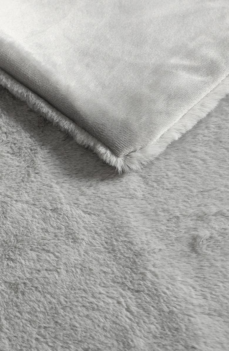 Kenneth Cole Faux Fur Reversible Throw, Alternate, color, Grey