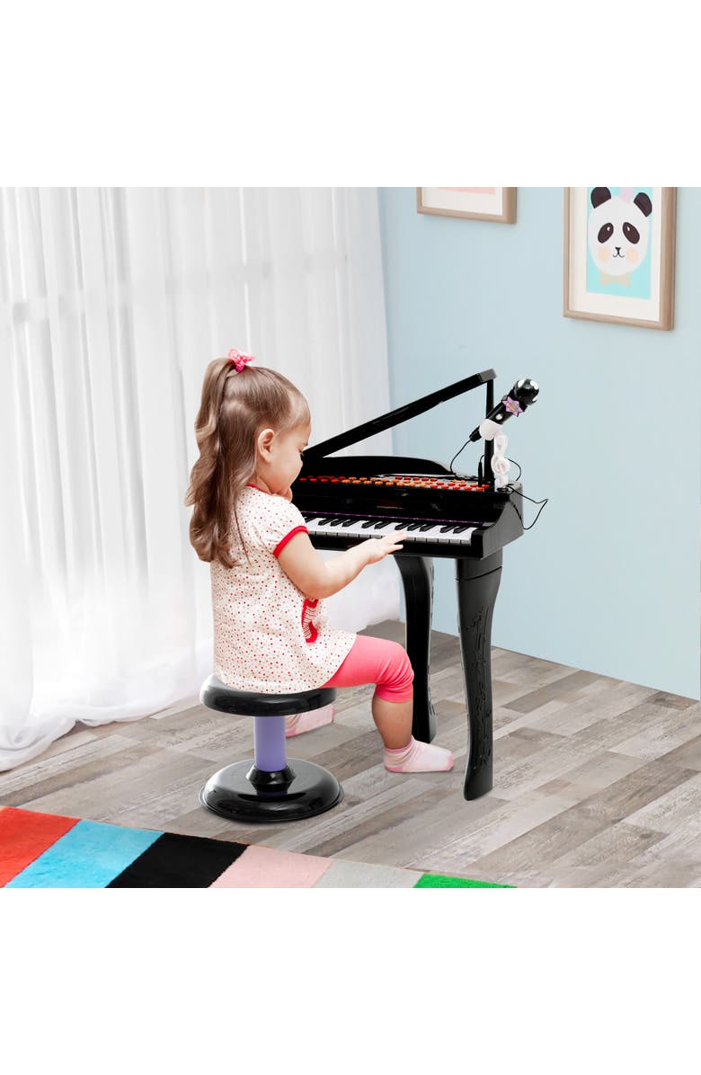 Qaba 37-Key Kids Piano Keyboard with Microphone, Stool, Built-in Songs, Alternate, color, 