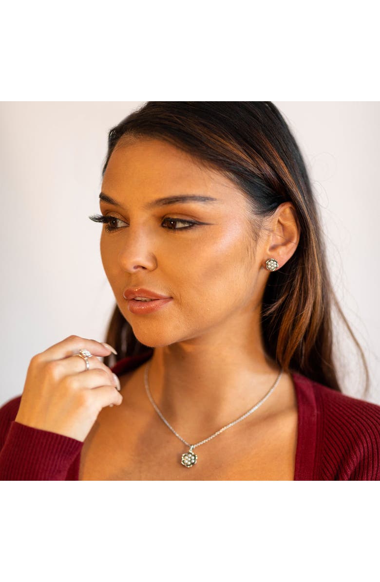 Lucy Quartermaine Royal Pearl Flower Studs, Alternate, color, Sterling Silver