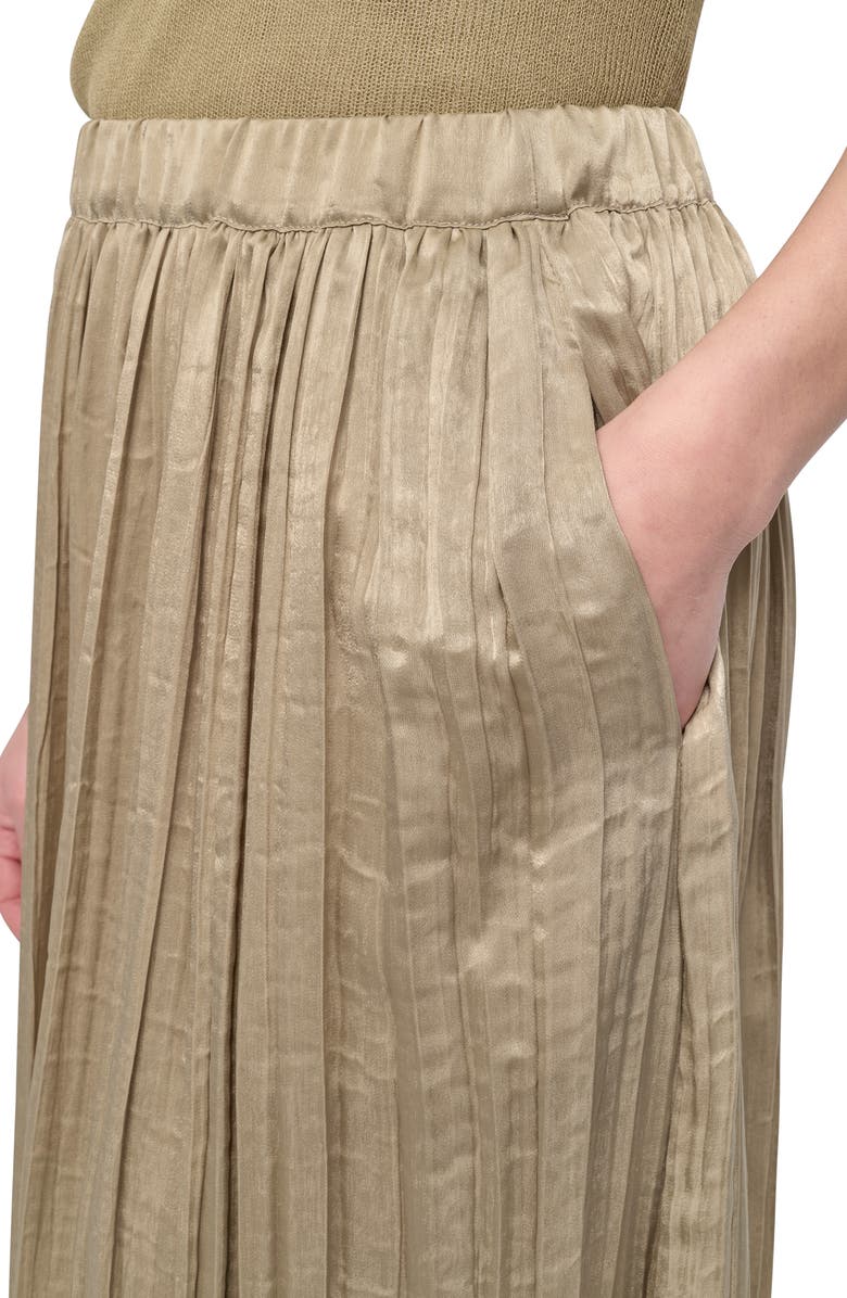 DKNY Crushed Pleated Midi Skirt, Alternate, color, Pale Moss