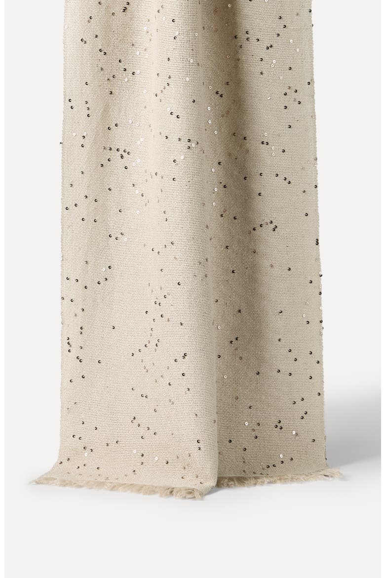 Cashmere and silk Diamond yarn scarf, Alternate, color, Buff