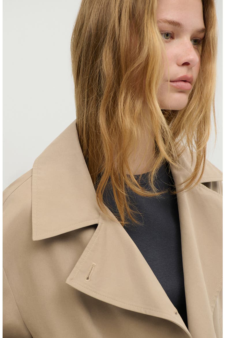 Short Double-breasted Trench Coat, Alternate, color, BEIGE