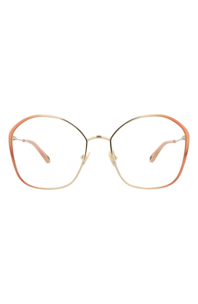 Chloé 57mm Square Optical Glasses, Main, color, Nude Nude Transparent