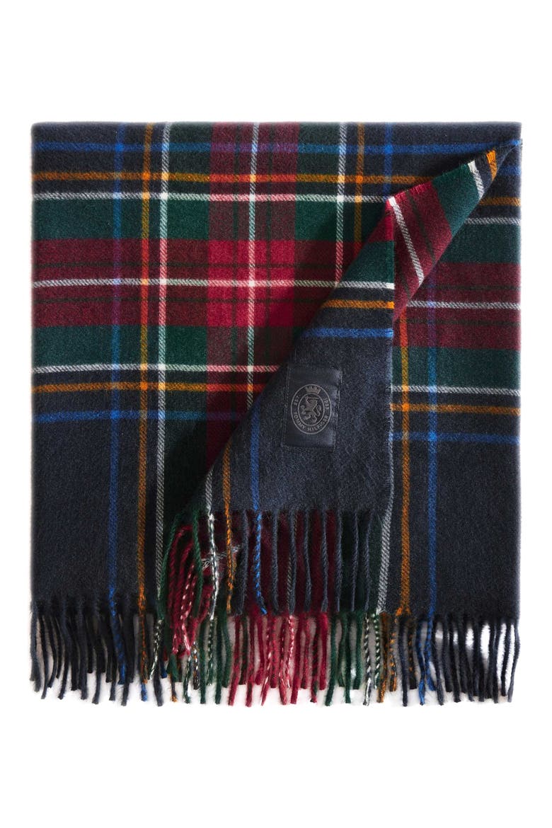 Devon Tartan Microfiber Throw Blanket, Main, color, NAVY BLUE