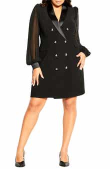 City Chic Tuxe Seduction Long Sleeve Dress