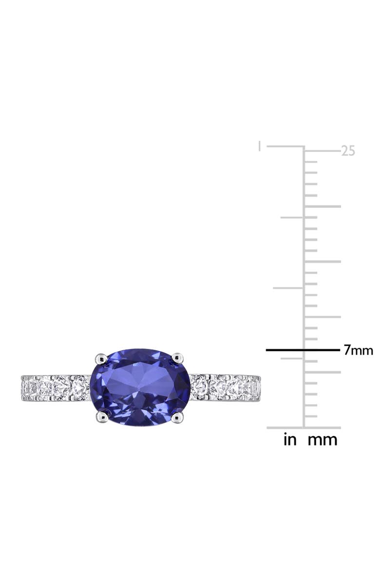 Lab-Created Blue & White Sapphire Oval Ring, Alternate, color, Created Sapphire