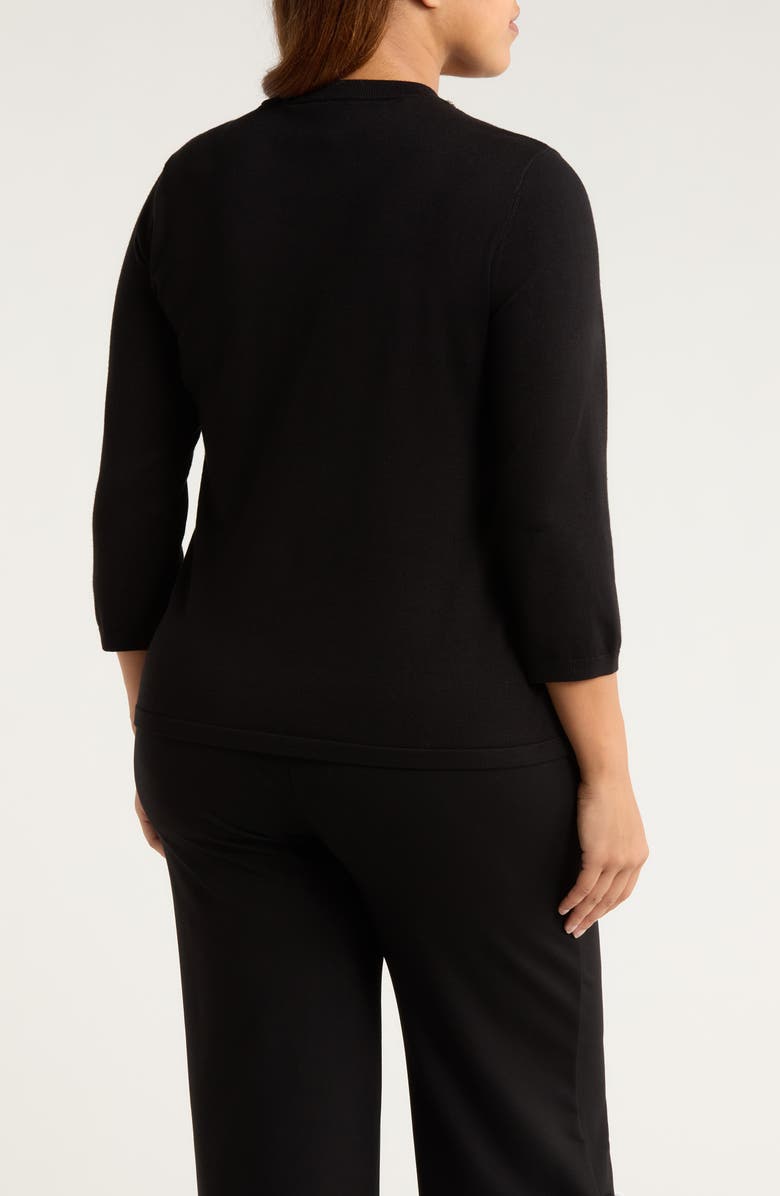 Anne Klein Embellished Crewneck Sweater, Alternate, color, Anne Black