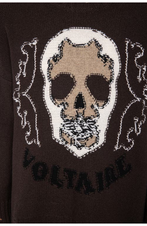 Zadig & Voltaire Bleeza Skull-embellished Turtleneck Sweater In Brown