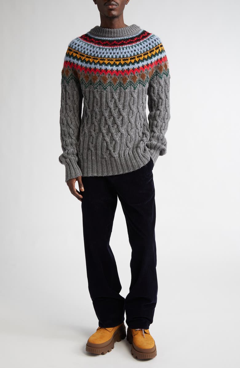 Moncler Grenoble Fair Isle Virgin Wool Sweater, Alternate, color,
