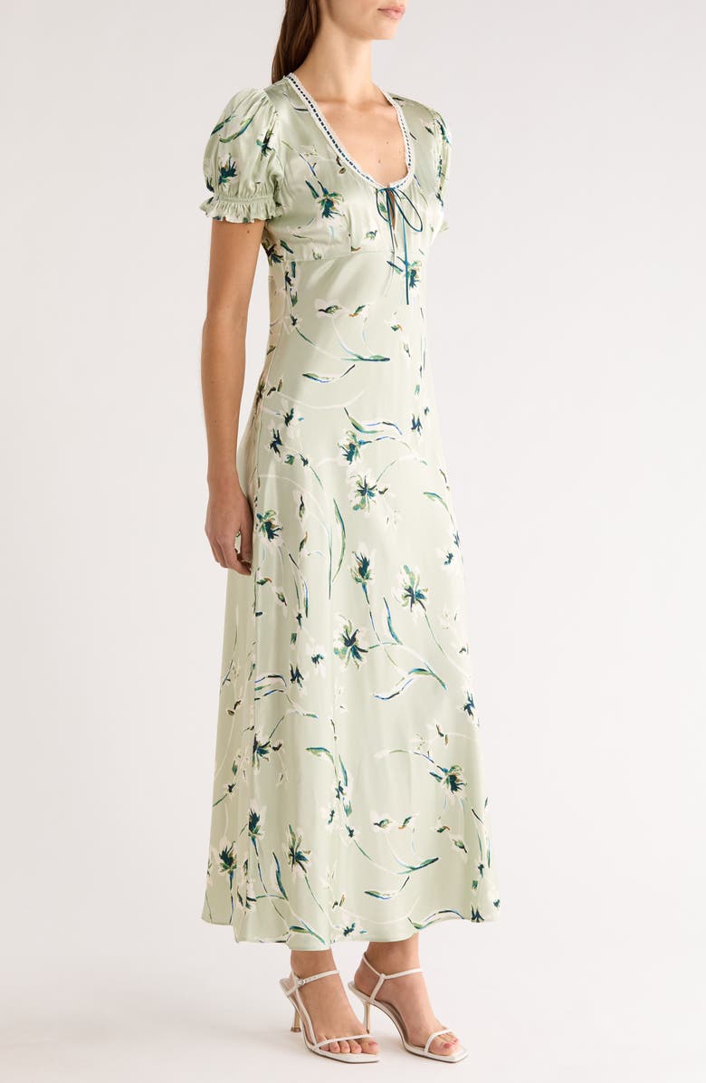 Rails Allison Floral Tie Front Maxi Dress, Alternate, color, Mint Linnea