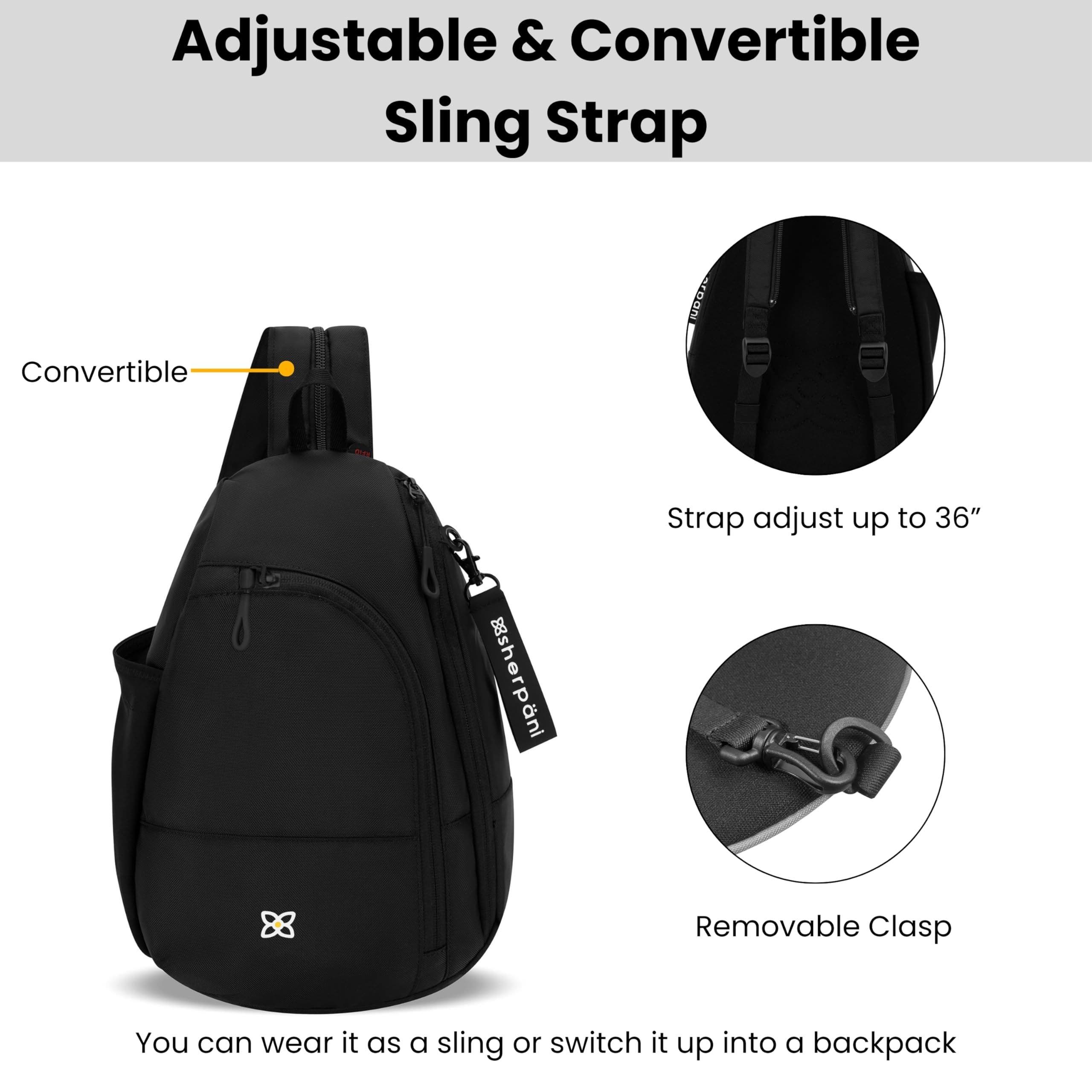 Sherpani Wayfarer Small Convertible 8L Sling Backpack, Alternate, color, Raven